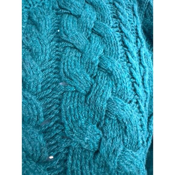 J Crew Cable Knit Cardigan Ruffle Neck Button Front Wool CHRISTMAS Sz small - Picture 8 of 13